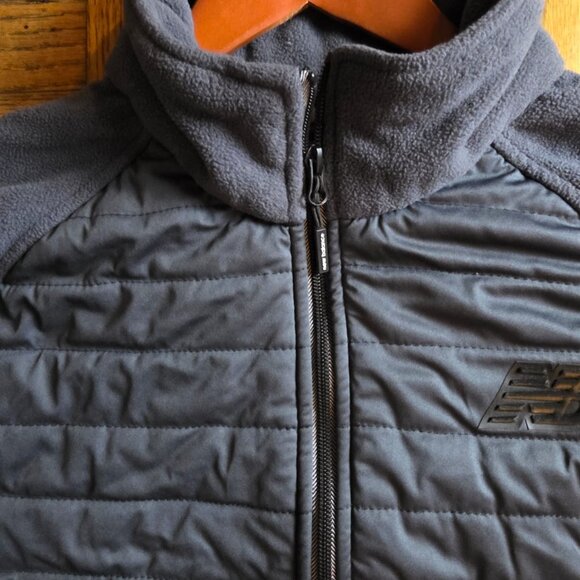 New Balance Men's Fleece Full Zip Jacket Zip Quilted L Large Gray - Picture 4 of 7